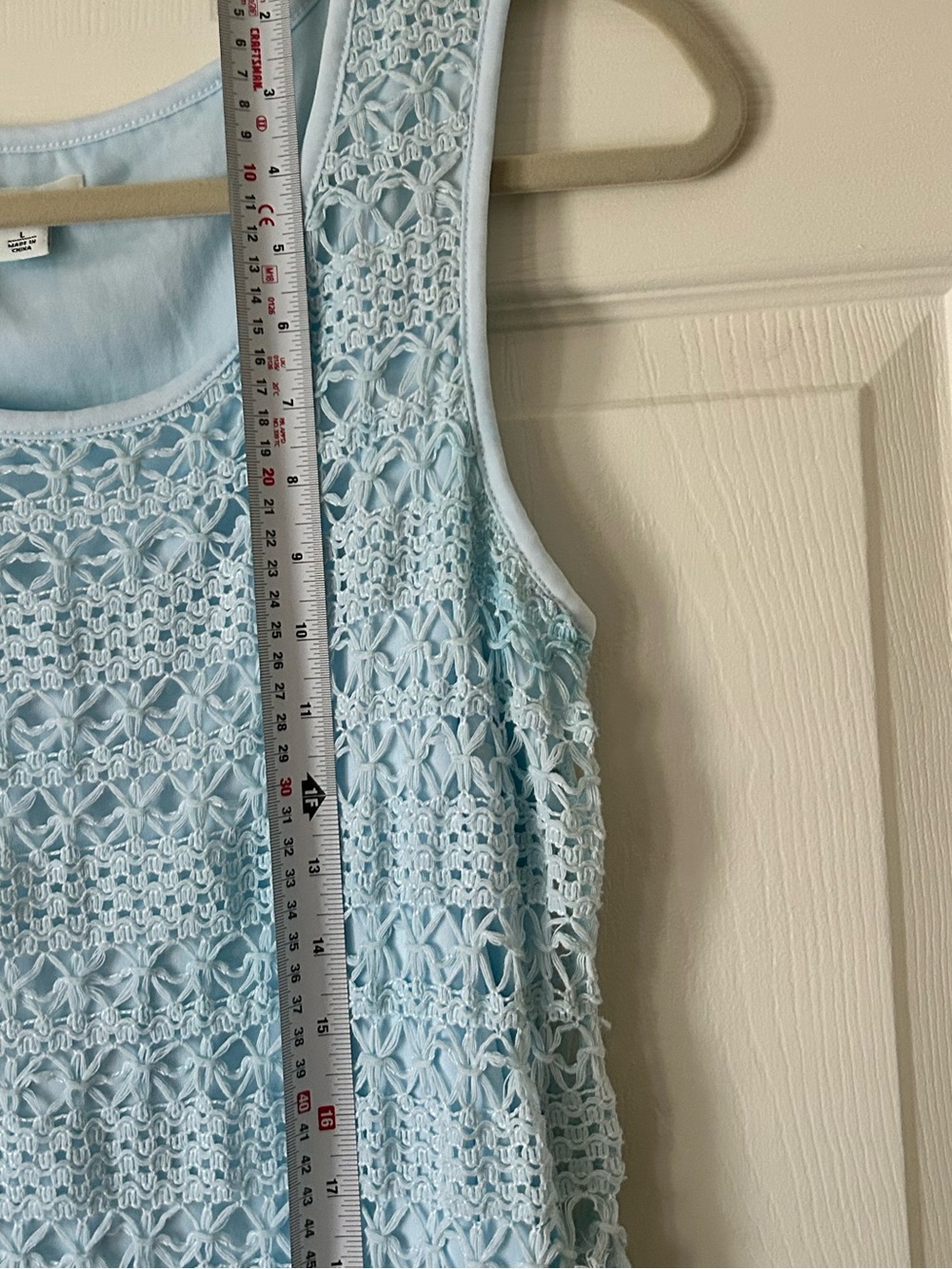 Cato Light Blue Crochet Lace Midi Dress Sleeveless A-Line - Size Large - Picture 9 of 11